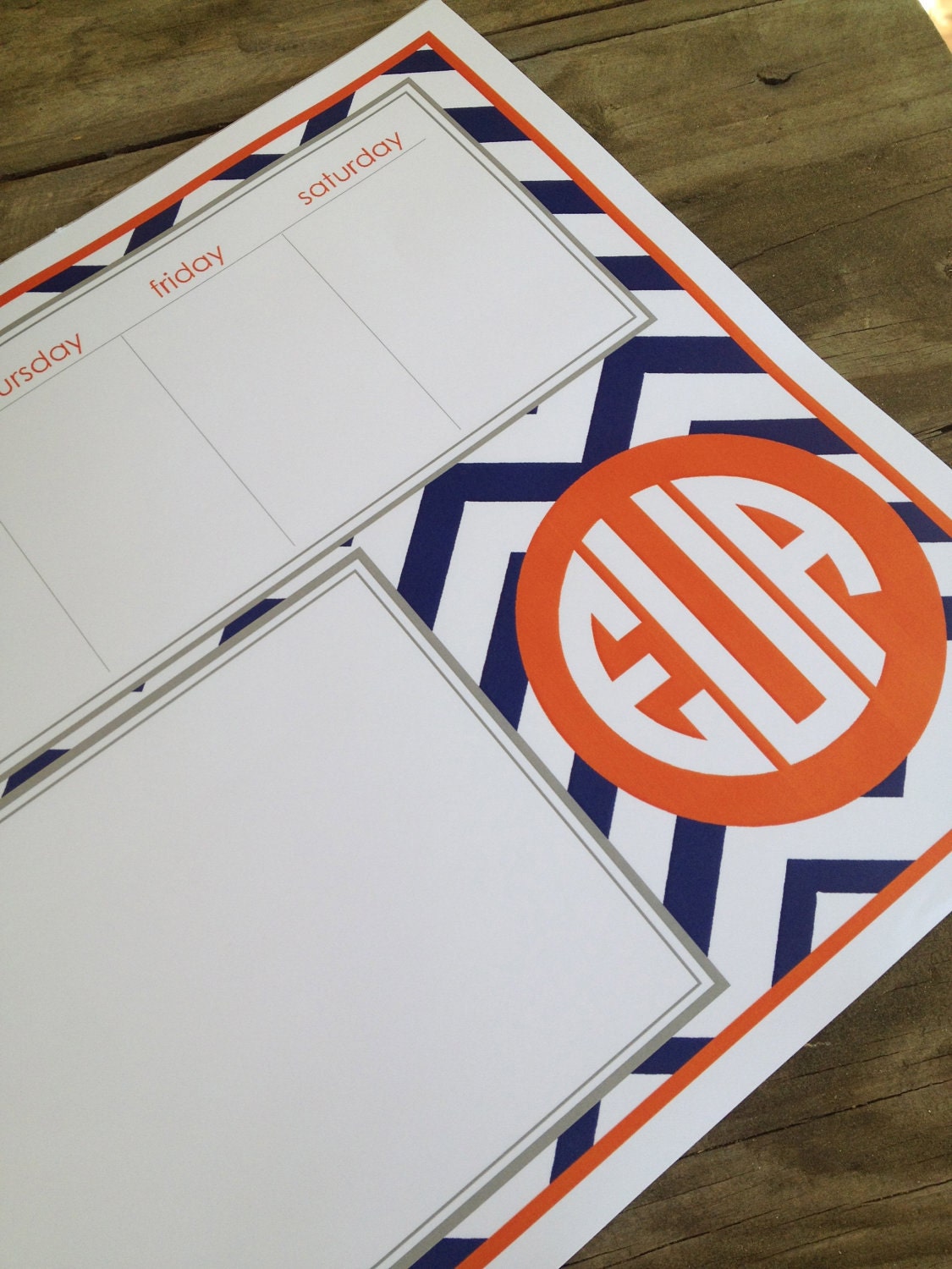 Chevron patterned custom padded weekly planner