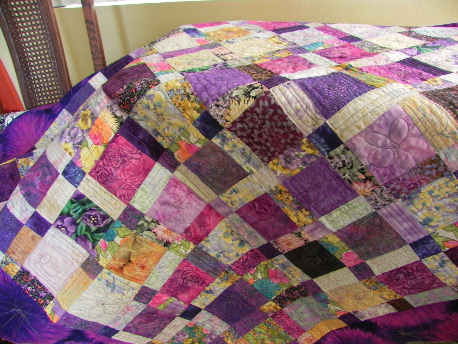 Contemporary Purple Explosion Lap Quilt