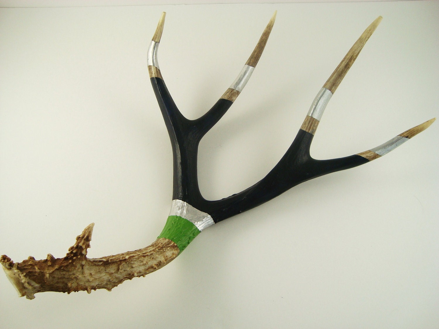 Green Silver Dark Navy Blue Deer Antler Art