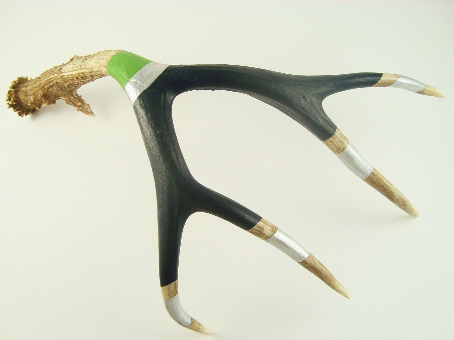 Green Silver Dark Navy Blue Deer Antler Art