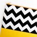 Neon XLARGE zipper pouch 10 x 8 inch geometry color block black and white and yellow