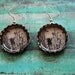 Upcycled bottlecap photo earrings- Black and white summer dandelion photo