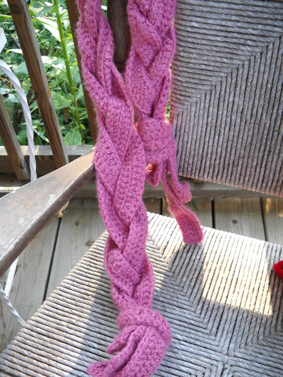 Braided Scarf Crochet Fuzzy Yarn Chunky by WildFlowerInc on Etsy