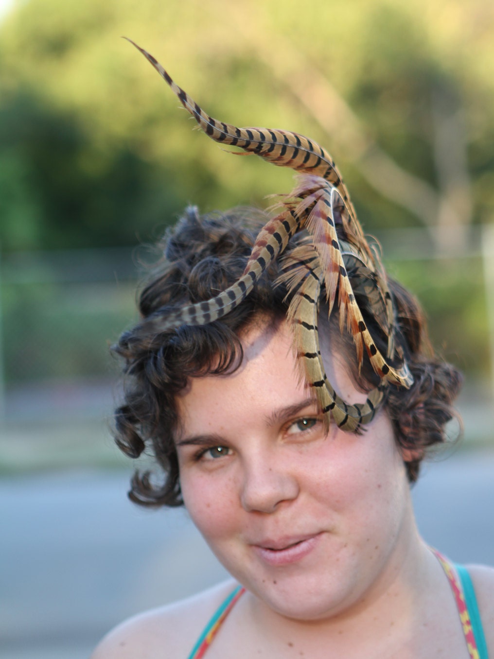 A Pheasant Feather Fascinator Headband, perfect for Halloween - Medusa