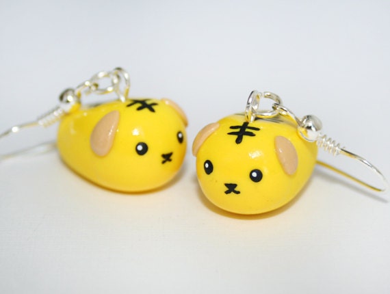 Kawaii Mameshiba Tiger Bean Clay Earrings