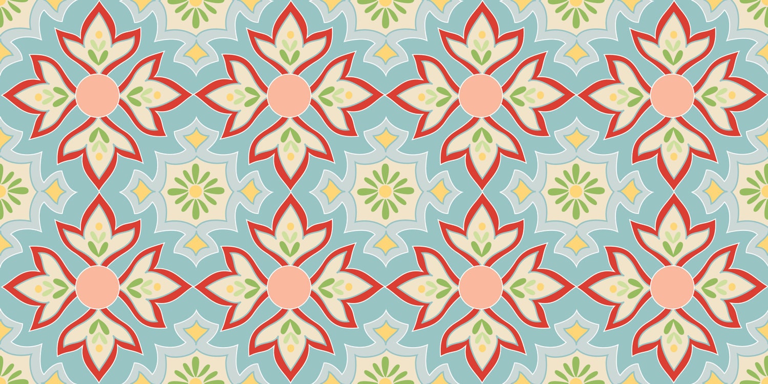 Cotton Fabric Blue / Riley Blake - Blue Delighted Mosaic