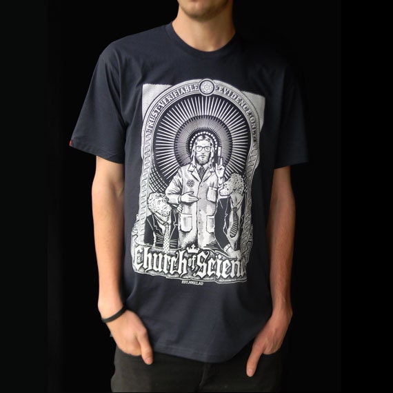 Church of Science - Geek Science T-shirt, Mens / Unisex Streetwear navy blue
