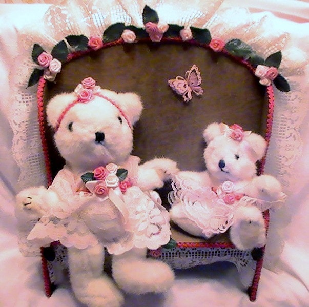 Momma and Baby Bear on High Back Bench