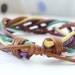 Brown Leather Multicolor Rope  Braided Bracelet