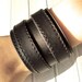 Black PU Leather Bracelet  with two Metal buckles Cuff  Wristband