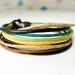 Black Leather with Colorful Wax Ropes and Antique Silver Bead Bracelet