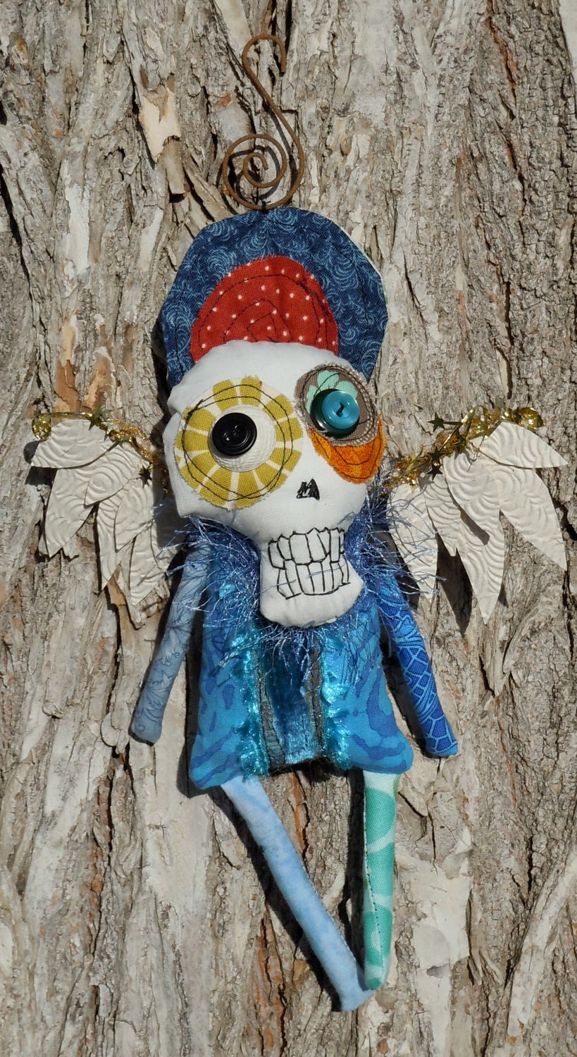 Skeleton Blue Angel Art Doll Ornament
