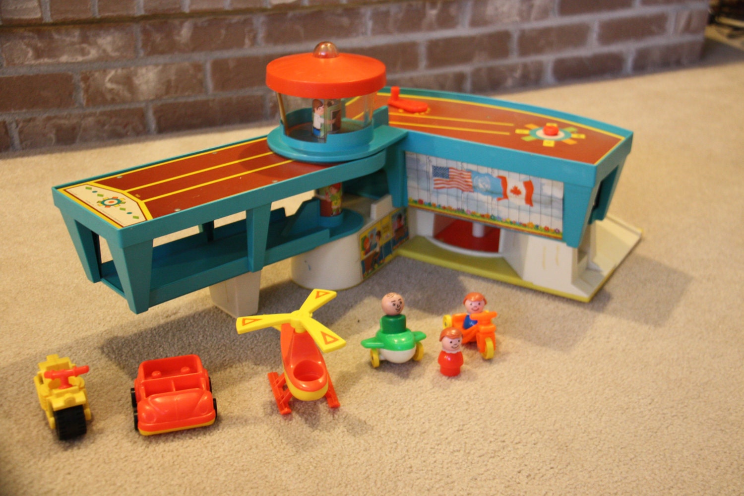 Vintage Fisher Price Airport with misc accessories