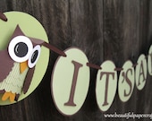 Owl Baby Shower Banner--It's A Boy Owl Banner- Custom Owl NAME Banner - Baby Shower Decorations