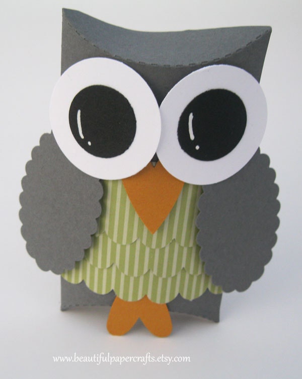 Gray and Green Owl Favor Boxes- Baby Shower Decorations-Owl Birthday Party--Set of 12