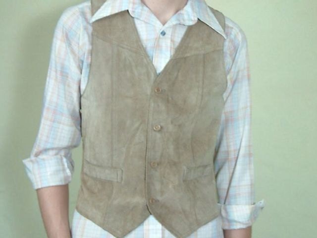 Vintage Men's Tan Suede Vest