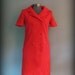60s Red Mod Dress Button Front Short Sleeve Day Dress Wide Collar Size Medium