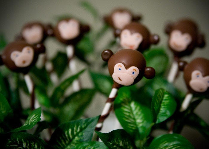 Monkey cake pops birthday cake pops shower cake pops first birthday cake pops , great for boys or girls