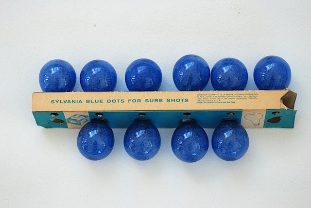 Sylvania Flashbulbs, BLUE DOT Flashbulbs, Vintage Camera Flash Accessories, Light Bulbs, Vintage Blue Lights