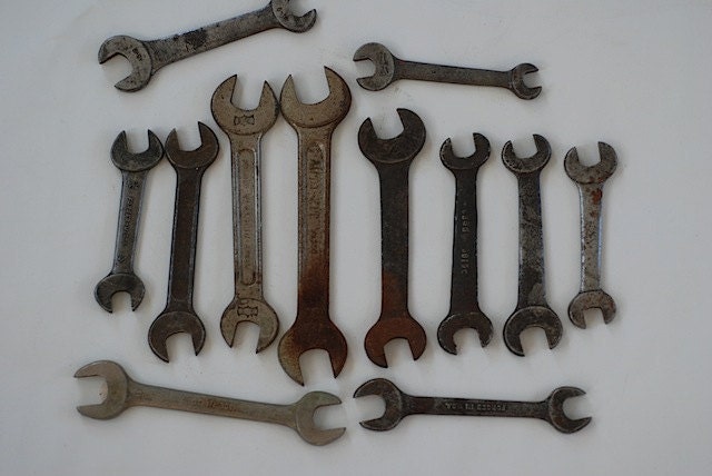 Forged Steel Wrenches, Lot of 12 Wrenches, Vintage tools, Valentines Day Gift For Dad, Fathers Day Gift For HUBBY, Wrench