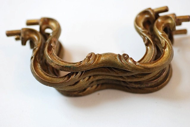 Vintage Brass Hardware, Brass Handles, Brass Hardware for Desk, VIntage Brass Supplies, Gift for Dad, Industrial Brass Decor