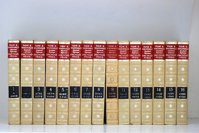 Funk & Wagnalls Standard Reference Encyclopedia Complete Set of 25, Vintage Encyclopedia Set, Home Decor,Gift for Historian, Gift For Writer