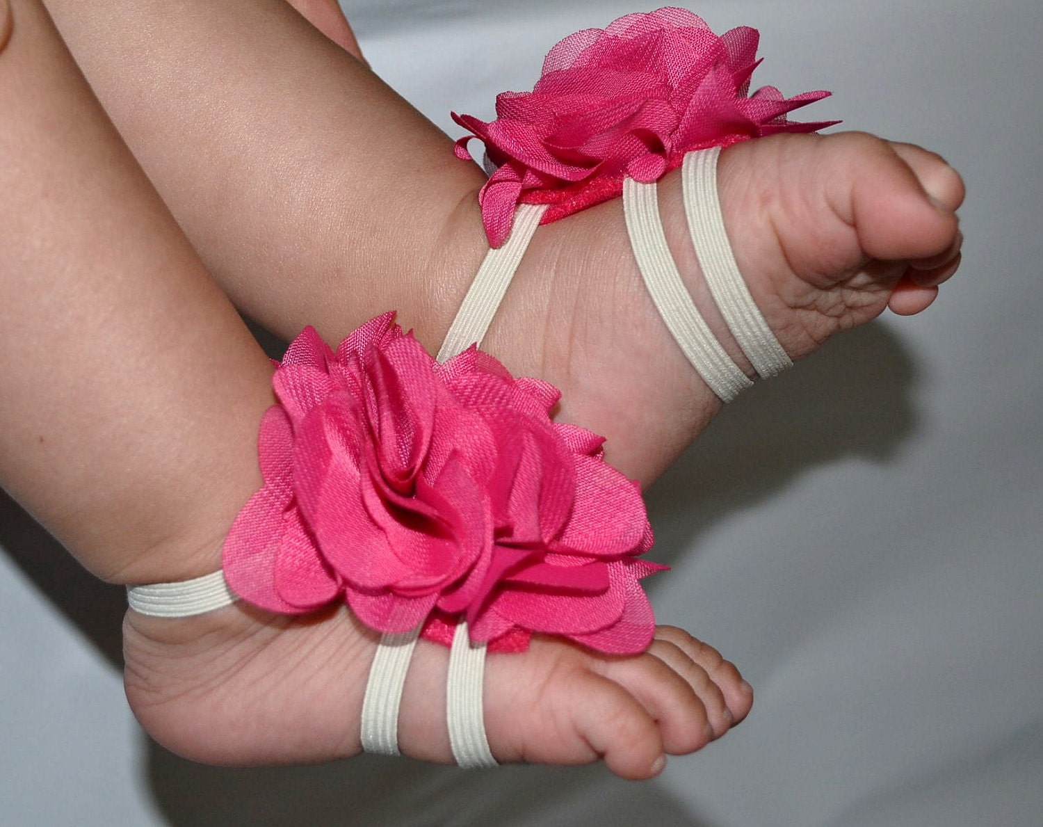 Hot pink baby barefoot sandals- baby sandals