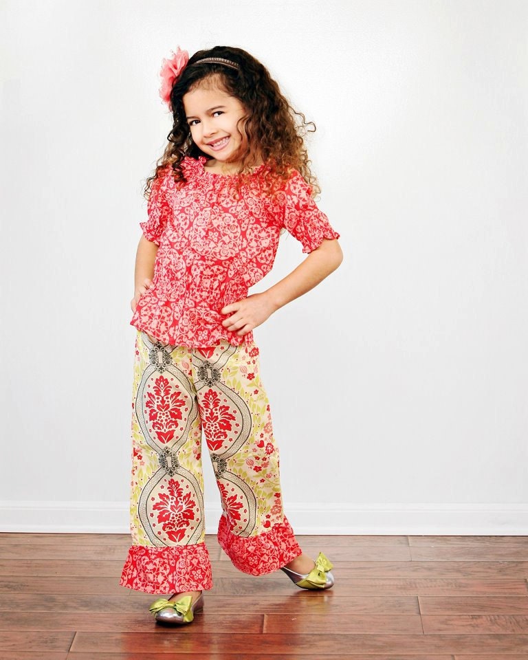 Ruffle Pants Toddler Girl Flounce Pants Spring Easter in Secret Garden