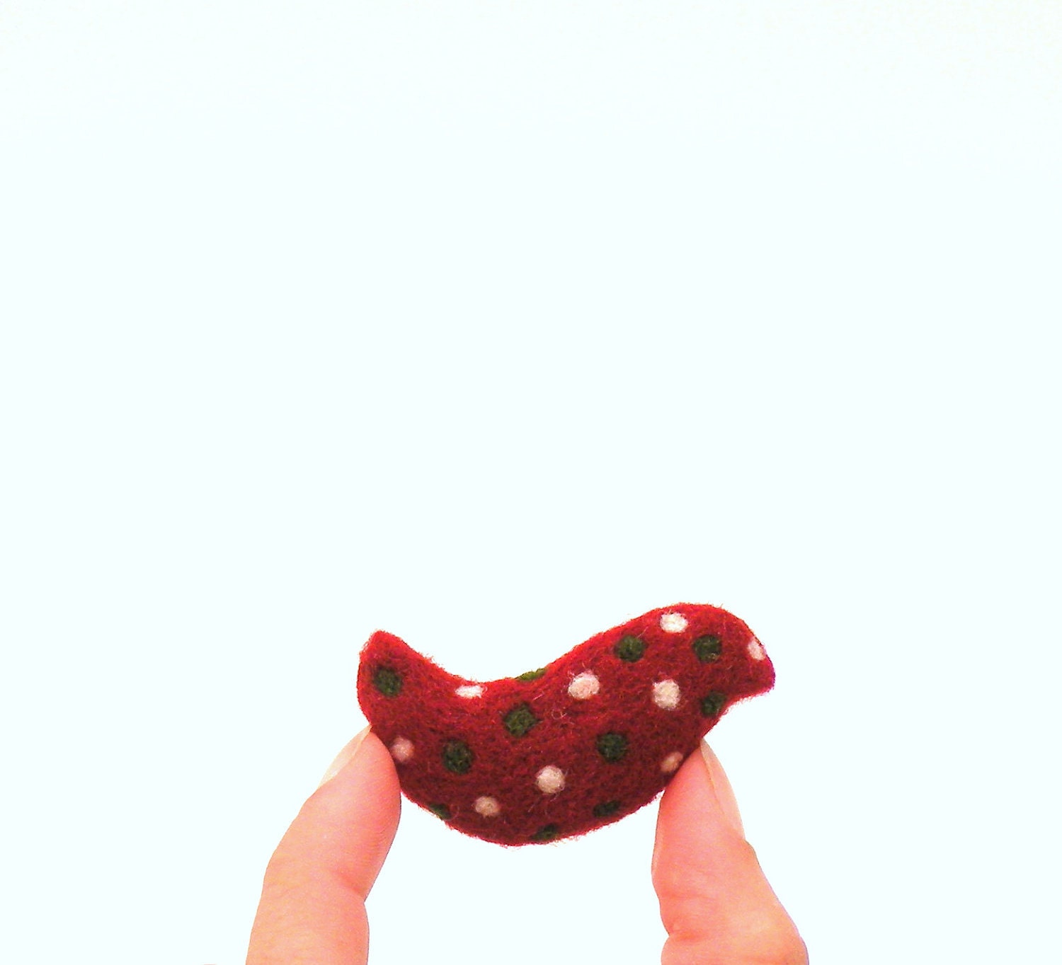 Red bird brooch - needle felted bird pin