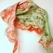 Cobweb wet felted merino wool and silk orange green scarf - felted scarf - winter autumn fall fashion - autumn scarf - made to order