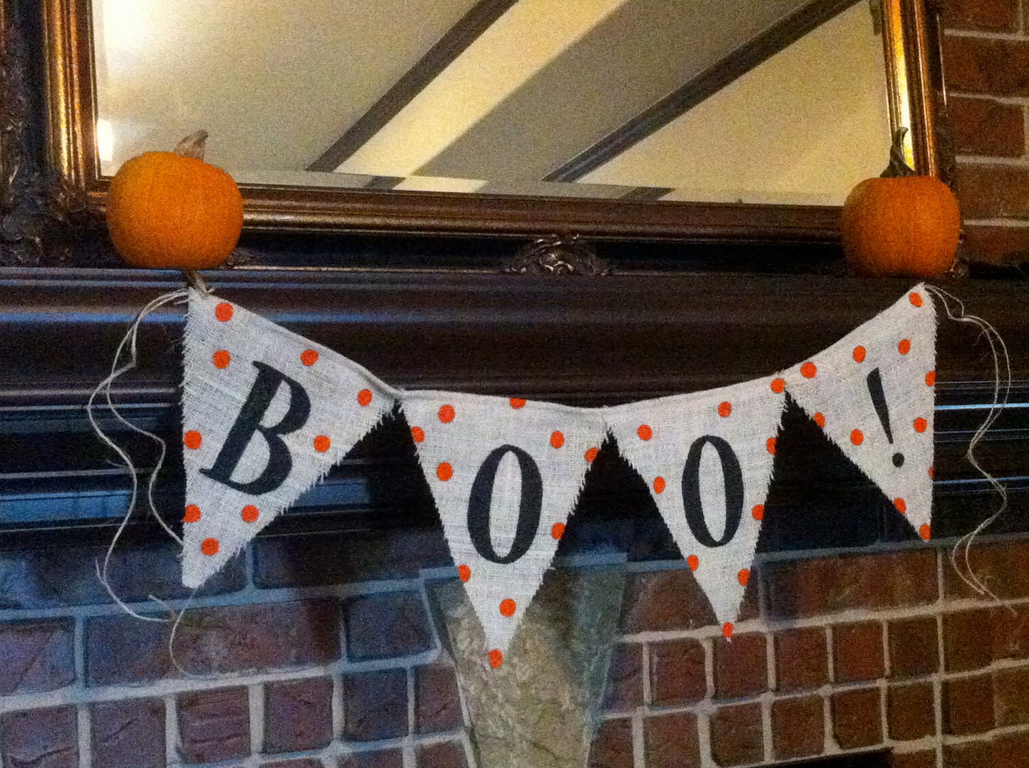 Original White Burlap Boo Banner / Bunting