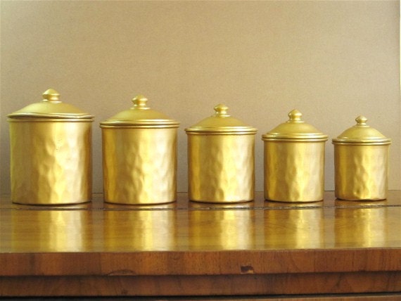 Vintage Canister Set French Canister Complete set Gold