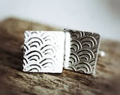 Pure Silver Japanese Fish Scale Cuff Links