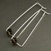 Sterling Silver Hoop Gemstone Earrings - smoky quartz, modern, geometric, long