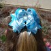 Cinderella Hair Bow Tiara Rhinestone Center White and Blue Princess Bow