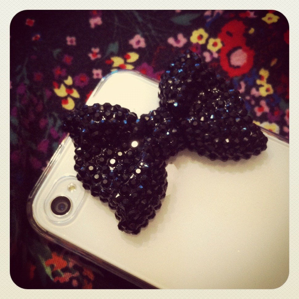 Adorable Black Bow with Black Swarovski Crystals iPhone 4/4S Case