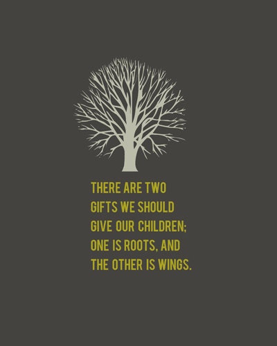 Roots & Wings Quote 8x10 art print - Free Shipping, home decor