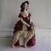 Vintage Chalk Ware Black Hair Lady Borzoi Circa 1930's