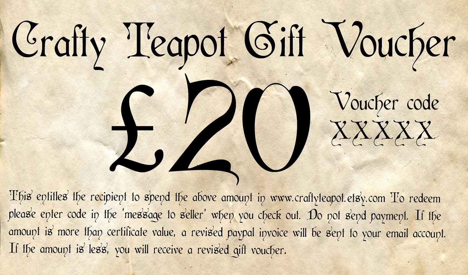 Gift Voucher for Twenty Pounds