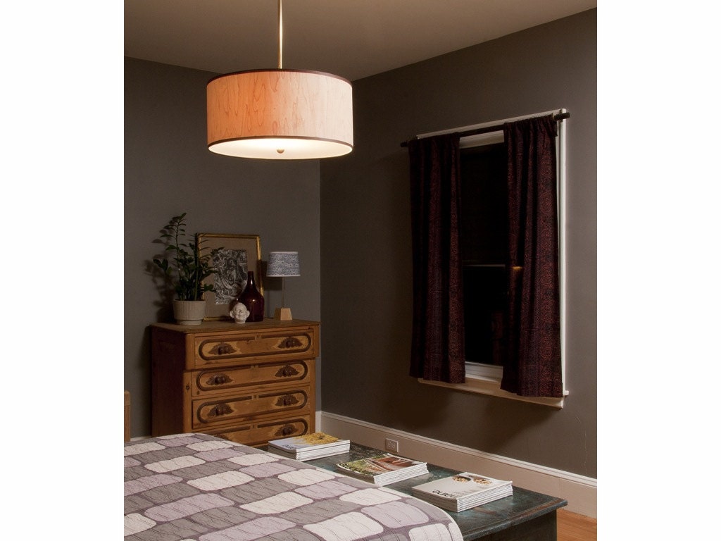 Maple Wood Veneer Ceiling Mounted Hanging Light