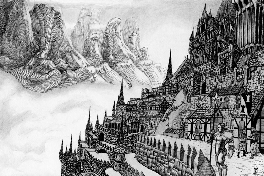 Spine of the World Original Ink Drawing