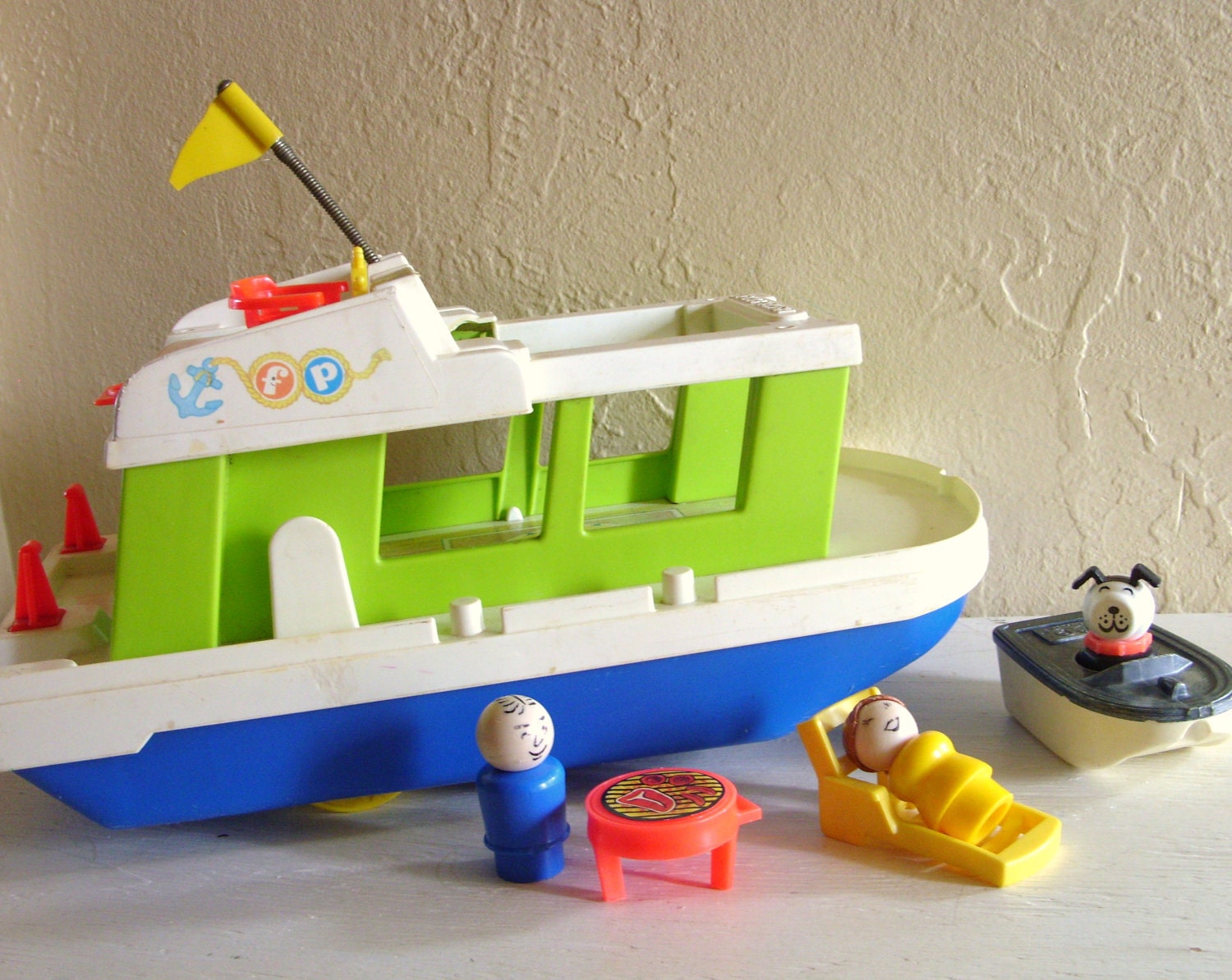 Fisher Price Little People Happy Houseboat Boat by VintageNChic