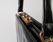 1950's Patent Leather - Vintage Black Patent Leather Handbag