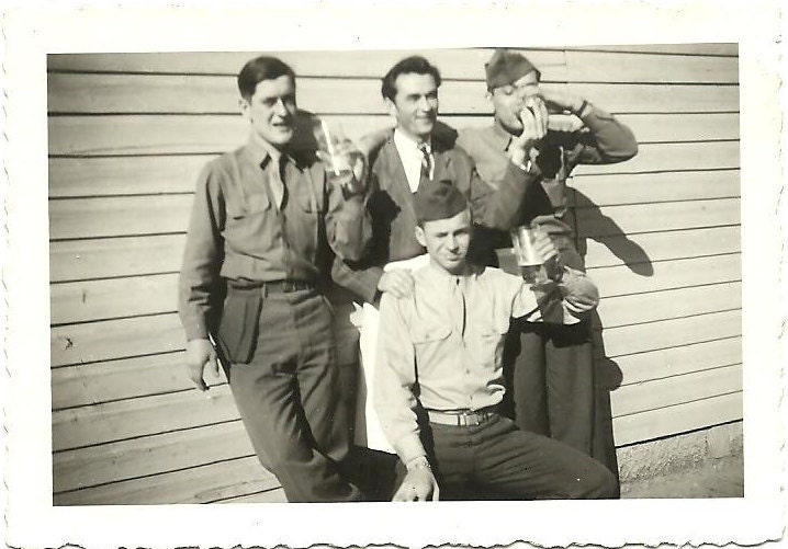 Cheers: 1940's Soldiers Toasting the Camera