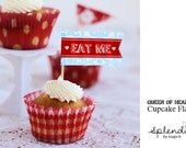 Queen of Hearts cupcake topper flag or bottle label
