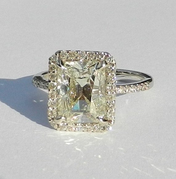 IGI Certified 3.67 Carat Diamond Engagement Ring 14kt Solid Gold W/ IGI Laser Inscription
