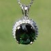 GIA Certified Untreated 3.53 CT Green Tourmaline and Diamond Pendant with Chain 14KT Gold