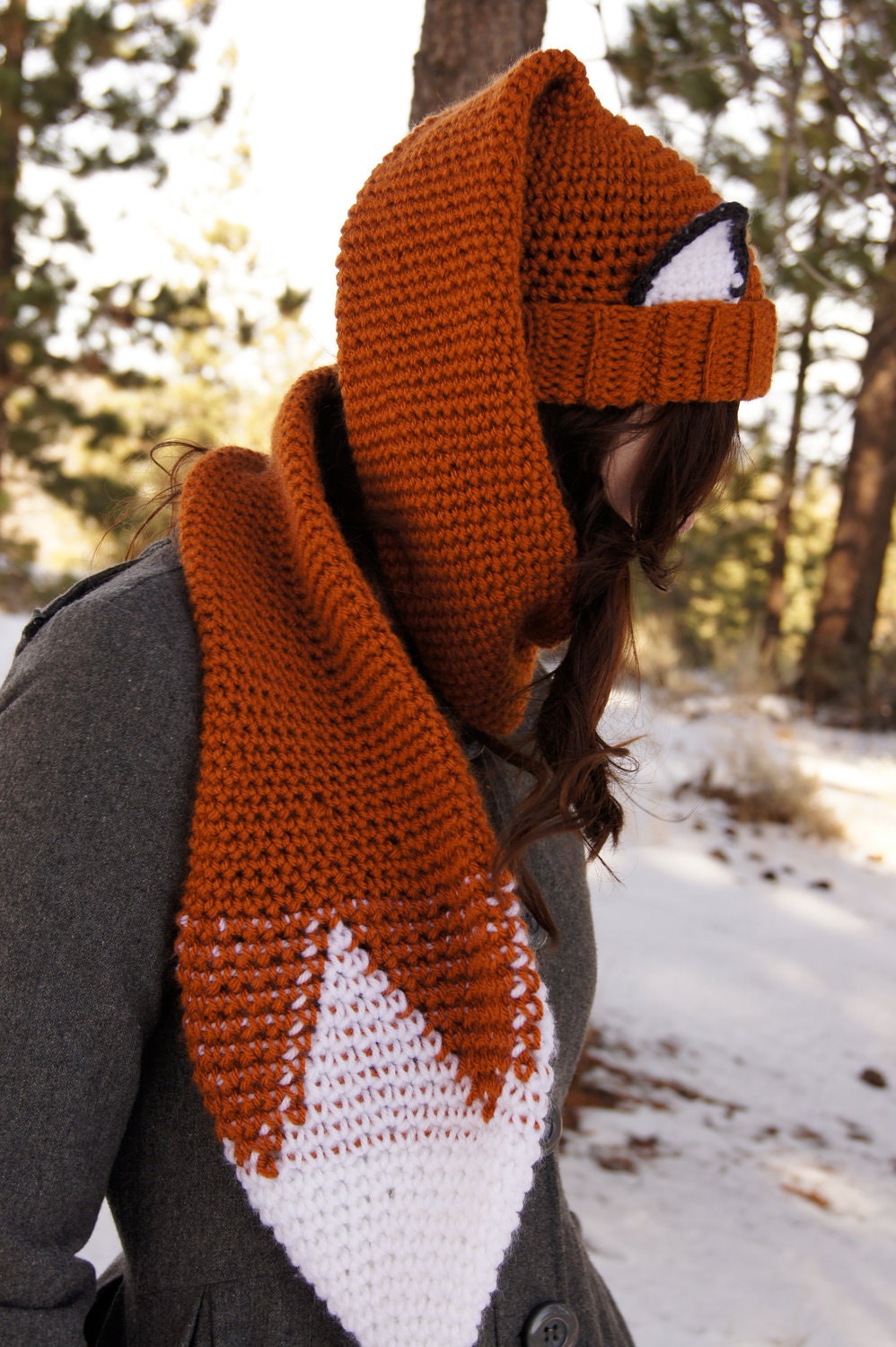Crocheted Fox Scarf - Hat (Scat) Pattern PDF