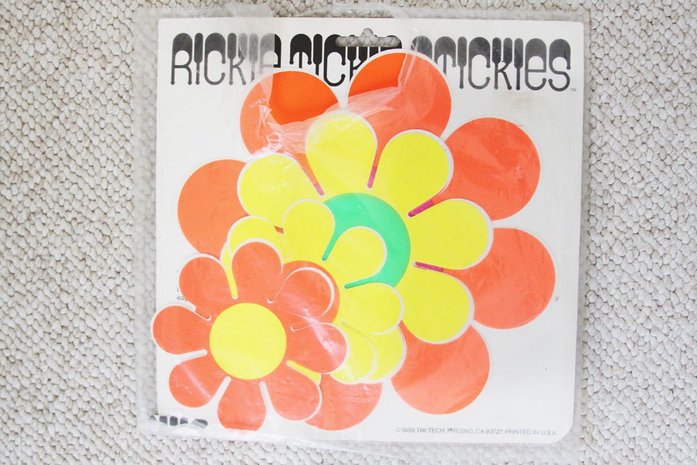 Vintage Hippie Mod Multi Color Flower Decals