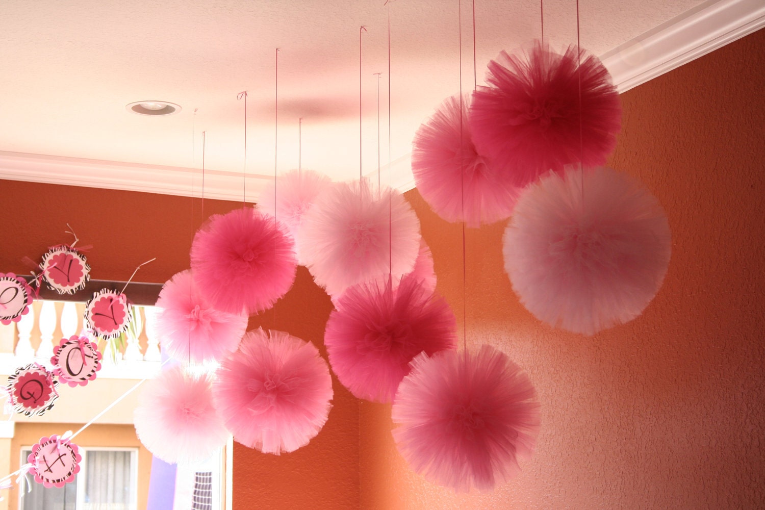 Tulle pom poms....  set of 15 for nurseries